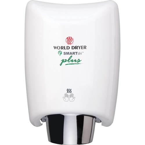 World Dryer SMARTdri Plus Intelligent Hand Dryer - 9.3" Width x 7.6" Depth x 12.5" Height - 1 Each - White - Aluminum