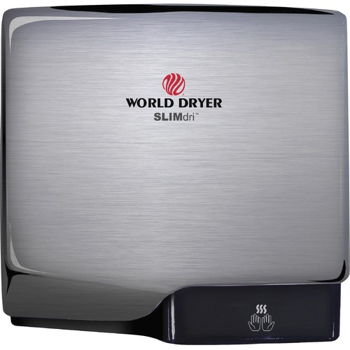 World Dryer SLIMdri Automatic Hand Dryer - 11.4" Width x 3.9" Depth x 10.7" Height - 1 Each - Metallic Silver - Stainless Steel