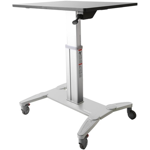 StarTech.com Mobile Standing Desk - Portable Sit-Stand Ergonomic Height Adjustable Cart on Wheels - Rolling Computer/Laptop Workstation - Sit-stand cart is easily movable; Stable base with lockable wheels - Mobile standing desk w/large 24x31.5in surface -