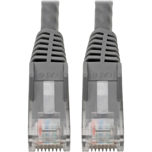 Tripp Lite Cat6 GbE Snagless Molded Patch Cable UTP Gray RJ45 M/M 6in 6" - Category 6 for Network Device, Network Adapter, Router, Server, Modem, Hub, Switch - 128 MB/s - Patch Cable - 5.91" - 1 x RJ-45 Male Network - 1 x RJ-45 Male Network - Gold Plated 