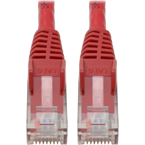 Tripp Lite Cat6 GbE Gigabit Ethernet Snagless Molded Patch Cable UTP Red RJ45 M/M 6in 6" - Category 6 for Network Device, Network Adapter, Router, Server, Modem, Hub, Switch - 128 MB/s - Patch Cable - 5.91" - 1 x RJ-45 Male Network - 1 x RJ-45 Male Networ