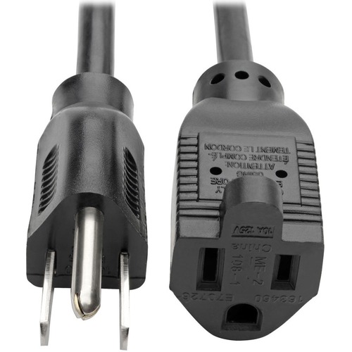 Eaton Tripp Lite Series Power Extension Cord, NEMA 5-15P to NEMA 5-15R - 10A, 120V, 18 AWG, 12 ft. (3.66 m), Black - 120 V AC Voltage Rating - 10 A Current Rating - Black