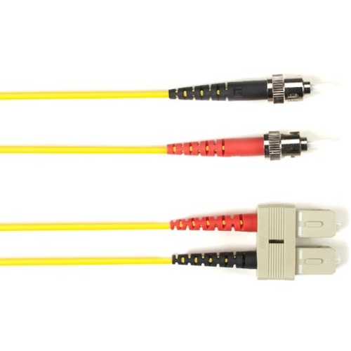 Black Box Fiber Optic Duplex Patch Network Cable - 16.40 ft Fiber Optic Network Cable for Network Device - First End: 2 x ST Network - Male - Second End: 2 x SC Network - Male - 1 Gbit/s - Patch Cable - OFNR - 9/125 µm - Yellow - TAA Compliant