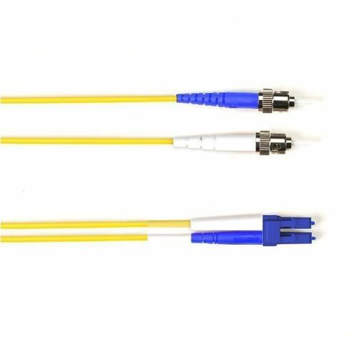Black Box Fiber Optic Duplex Patch Network Cable - 32.80 ft Fiber Optic Network Cable for Network Device - First End: 2 x ST Network - Male - Second End: 2 x LC Network - Male - 1 Gbit/s - Patch Cable - OFNR - 9/125 µm - Yellow - TAA Compliant