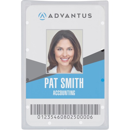 Advantus Clear ID Card Holders - Support 2.13" (53.98 mm) x 3.38" (85.73 mm) Media - Vertical - Plastic - 25 / Pack - Clear