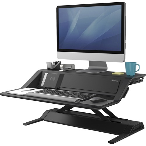 Fellowes Lotus DX Sit-Stand Workstation - 35 lb Load Capacity - 5.50" Height x 32.75" Width x 24.25" Depth - Black - Antimicrobial