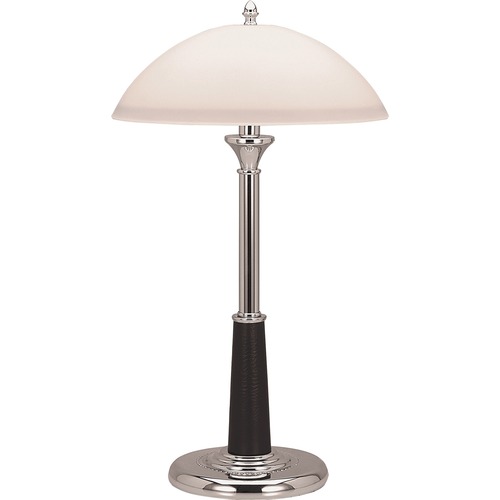 Lorell Glass Shaded Desk Lamp - 24" Height - 7.8" Width - 2 x 10 W CFL Bulb - Chrome - Desk Mountable - Chrome - for Desk, Table