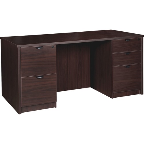Lorell Prominence 2.0 Double-Pedestal Desk - 1" Top, 60" x 30"29" - 5 x File, Box Drawer(s) - Double Pedestal on Left/Right Side - Band Edge - Material: Particleboard - Finish: Espresso Laminate, Thermofused Melamine (TFM)