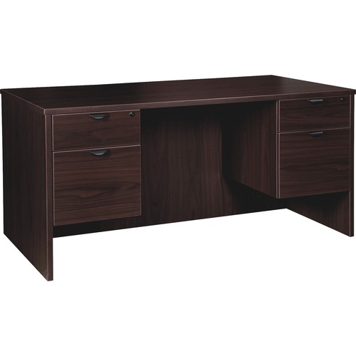 Lorell Prominence 2.0 Espresso Laminate Box/File Double-Pedestal Desk - 2-Drawer - x 1" Thickness Top, 29" Height x 60" Width x 30" Depth - 2 x File, Box Drawer(s) - Double Pedestal on Left/Right Side - Band Edge - Material: Particleboard - Finish: Espres
