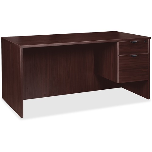 Lorell Prominence 2.0 3/4 Right-Pedestal Desk - 1" Top, 66" x 30"29" - 2 x File, Box Drawer(s) - Single Pedestal on Right Side - Band Edge - Material: Particleboard - Finish: Espresso Laminate, Thermofused Melamine (TFM)