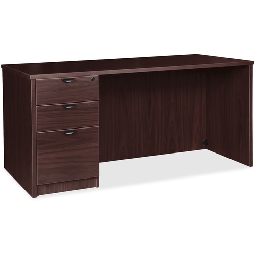 Lorell Prominence 2.0 Left-Pedestal Desk - 1" Top, 72" x 36"29" - 3 x File, Box Drawer(s) - Single Pedestal on Left Side - Band Edge - Material: Particleboard - Finish: Espresso Laminate, Thermofused Melamine (TFM)