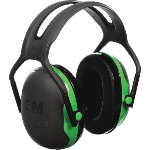 Peltor Over-the-head Earmuffs - Recommended for: Food Processing, Metalworking, Manufacturing, Printing, Automotive, Construction, Mining, Woodworking, Airport - Noise Reduction Rating Protection - Black/Green - 1 Each