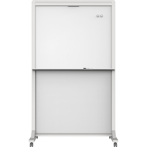 Quartet Motion Dual-Track Mobile Magnetic Dry-Erase Easel - 40" (3.3 ft) Width x 68" (5.7 ft) Height - White Painted Steel Surface - White Aluminum, Aluminum Frame - Rectangle - Horizontal - Magnetic - Assembly Required - 1 Each