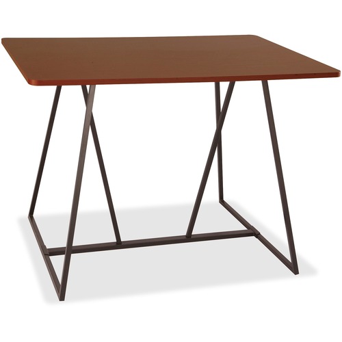Safco Oasis Standing-Height Teaming Table - High Pressure Laminate (HPL), Cherry Top - 60" Table Top Width x 48" Table Top Depth - 42" Height - Assembly Required - 1 Each