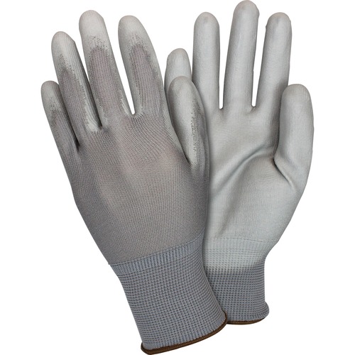 Safety Zone Gray Coated Knit Gloves - Polyurethane Coating - Medium Size - Gray - Knitted, Comfortable, Abrasion Resistant, Machine Washable, Cut Resistant - For Food Handling, Janitorial Use, Painting, Pet Care, Food Service - 1 Dozen