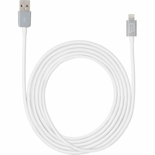 iStore Lightning Charge 10ft (3m) Cable (White) - 9.84 ft Lightning/USB Data Transfer Cable for Computer, Power Adapter, iPhone, iPad - First End: 1 x Lightning Male - Second End: 1 x USB Type A Male - MFI - White, Gray