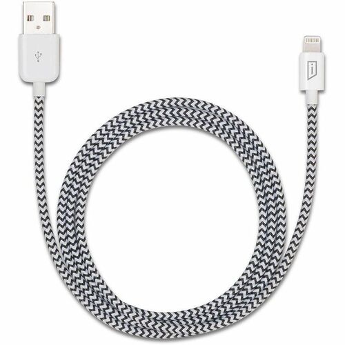 iStore Lightning Charge 4ft (1.2m) Marbled Woven Cable - 3.94 ft Lightning/USB Data Transfer Cable for Computer, Power Adapter, iPhone, iPad - First End: 1 x Lightning Male - Second End: 1 x USB Type A Male - MFI - Black, White