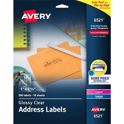 Picture of Avery&reg; Easy Peel High Gloss Clear Mailing Labels