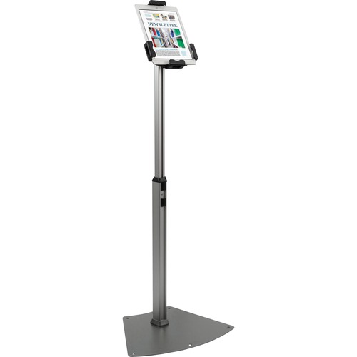 Kantek Floor Mount Tablet Kiosk Stand - Up to 10.1" Screen Support - 46.5" Height x 17.4" Width - Floor - Steel - Black, Silver, Aluminum