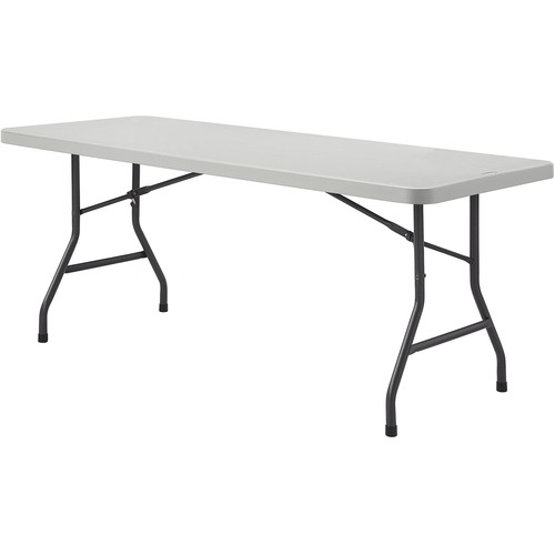 Lorell Extra-Capacity Ultra-Lite Folding Table - Light Gray Top - Dark Gray Base - 750 lb Capacity x 96" Table Top Width x 30" Table Top Depth - 29.25" Height - Gray - High-density Polyethylene (HDPE) Top Material - 1 Each