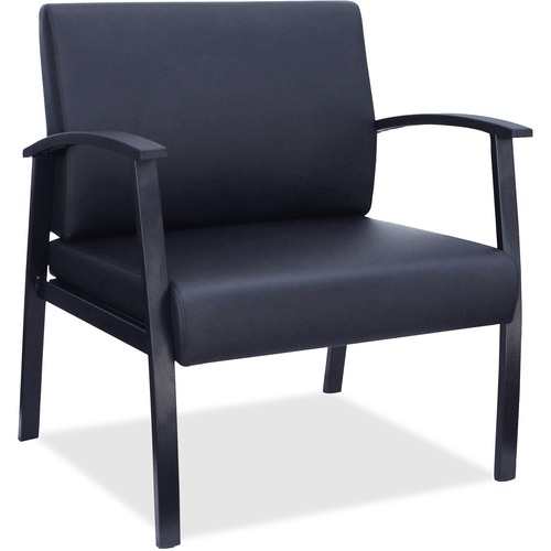 Lorell Big & Tall Guest Chair - Steel Frame - Four-legged Base - Black - Bonded Leather - Armrest - 1 Each