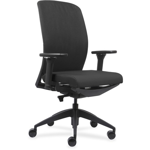 Lorell Executive High-Back Office Chair - Black Fabric Seat - Black Fabric Back - Black Frame - High Back - Armrest - 1 Each