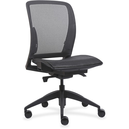 Lorell Mid-Back Chair with Mesh Seat & Back - Mid Back - Black - 1 Each