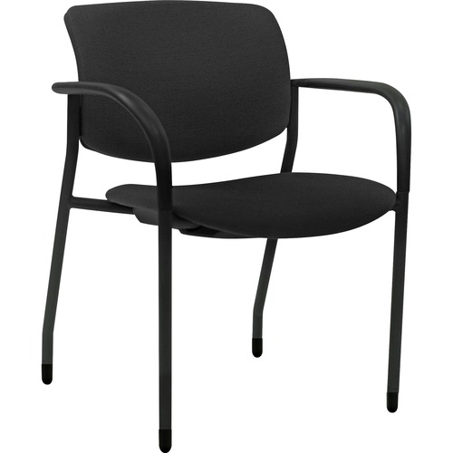 Lorell Advent Upholstered Stack Chairs with Arms - Black Seat Color - Foam, Fabric Seat Material - Black Back Color - Foam, Fabric Back Material - Powder Coated, Black Frame Color - Tubular Steel Frame Material - Four-legged Base - Armrest - 2 / Carton