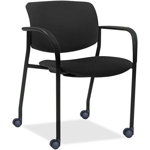 Lorell Stack Chairs With Plastic Back Vinyl Seat Foam Black