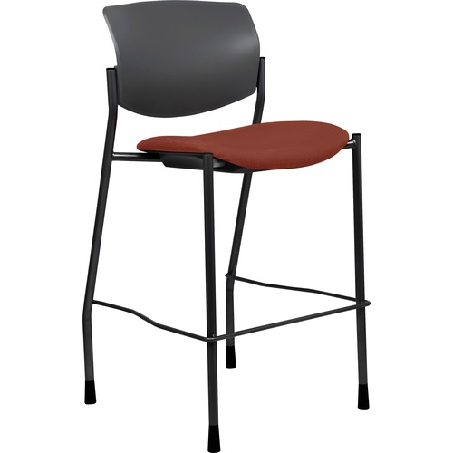 Lorell Fabric Seat Contemporary Stool - Orange Seat Color - Crepe Fabric Seat Material - Black Back Color - Plastic Back Material - Powder Coated, Black Frame Color - Tubular Steel Frame Material - Four-legged Base - Orange - 1 Each
