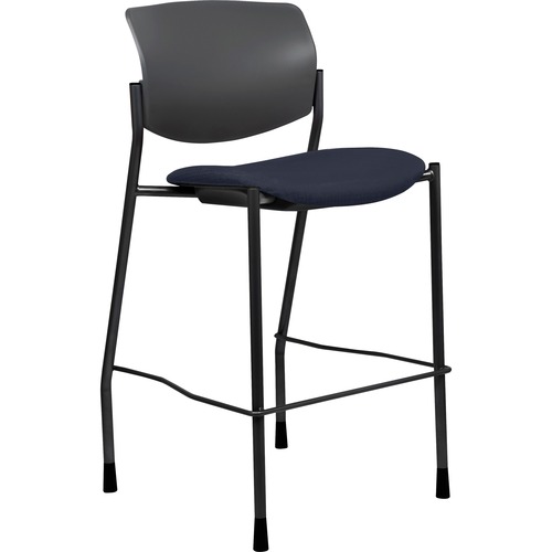 Lorell Fabric Seat Contemporary Stool - Dark Blue Seat Color - Crepe Fabric Seat Material - Black Back Color - Plastic Back Material - Powder Coated, Black Frame Color - Tubular Steel Frame Material - Four-legged Base - Dark Blue - 1 Each