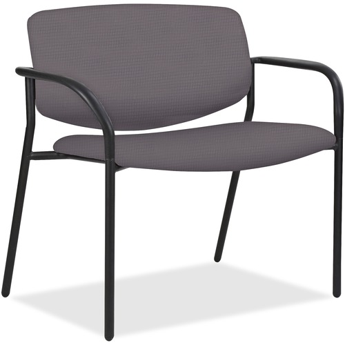 Lorell Avent Big & Tall Upholstered Guest Chair with Arms - Ash Foam, Vinyl Seat - Ash Foam, Vinyl Back - Powder Coated, Black Tubular Steel Frame - Four-legged Base - Armrest - 1 Each