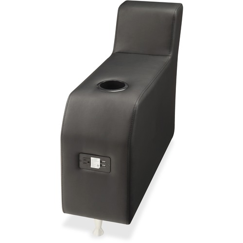 Lorell Fuze Modular Series Black Leather Guest Seating - Black - Leather - 1 Each - Arm Sets - LLR86923