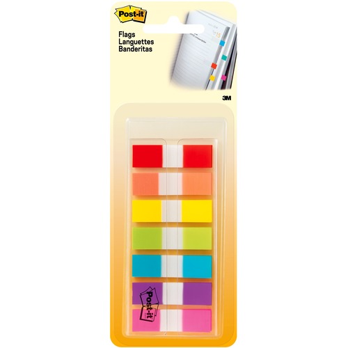 Post-it® 1/2"W Flags in On-the-Go Dispenser - 0.50" x 1.75" - Assorted - Self-stick - Flags - MMM6837CF