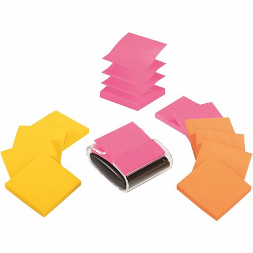 Post-it® Note Dispenser Value Pack - 3" x 3" - Square - Unruled - Assorted - Self-adhesive, Self-stick - 1 / Pack