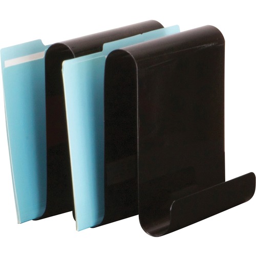 Safco Wave Desk Desktop File Rack - 9.5" Height x 9" Width x 9.3" DepthDesktop - Magnetic - Powder Coated - Black - Steel - 1 Each