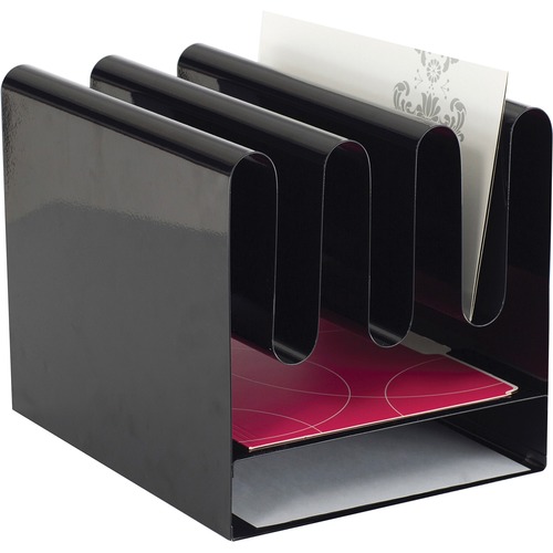 Safco Wave Desktop File Organizers - 7 Compartment(s) - 10" Width x 11.50" Depth - Desktop - Magnetic - Black - Steel - 1 Each