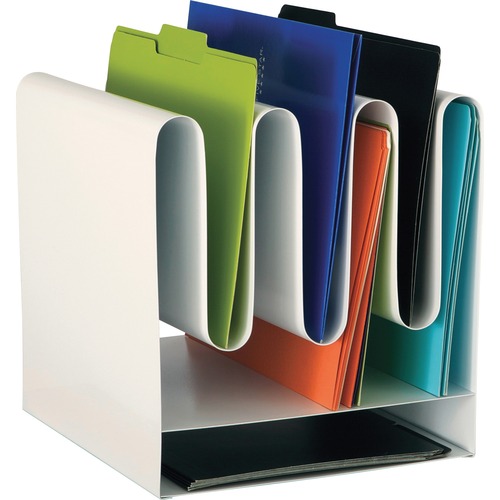 Safco Wave Desktop File Organizers - 7 Compartment(s) - 10" Width x 11.50" Depth - Desktop - Magnetic - White - Steel - 1 Each