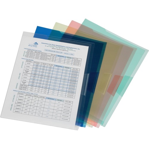 SKILCRAFT® Letter File Jacket - 8 1/2" x 11" - Yellow, Blue, Green, Red, Clear - PVC-free - 5 / Pack
