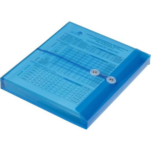 SKILCRAFT® String Tie Side-load Expansion Envelopes - Document - Letter - String Tie - Blue - Polypropylene - 5 / Pack