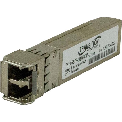 Transition Networks TN-10GSFP-LR8M-C47 SFP+ Module - For Optical Network, Data NetworkingOptical Fiber - Single-mode - Gigabit Ethernet, 10 Gigabit Ethernet - 10GBase-ZR, 1000Base-ZX