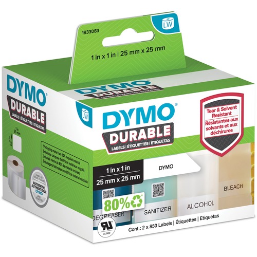 Dymo Multipurpose Label - 63/64" Width x 63/64" Length - Square - Direct Thermal - White - Polypropylene - 1700 / Roll - 1 Each