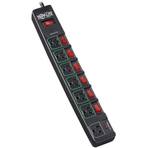 Tripp Lite by Eaton ECO-Surge 7-Outlet Surge Protector, 6 ft. (1.83 m) Cord, 1080 Joules, 6 Individually Controlled Outlets, Black Housing - 7 x NEMA 5-15R - 1800 VA - 1080 J - 120 V AC Input - 120 V AC Output