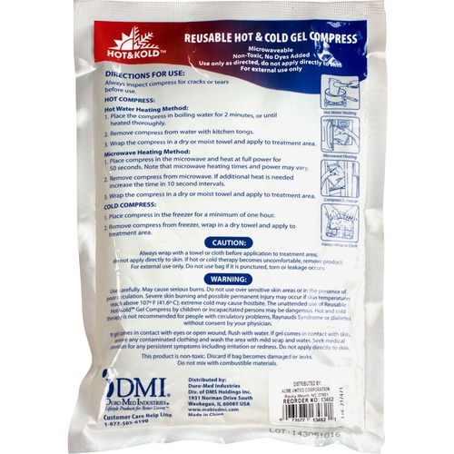 First Aid Only Reusable Hot/Cold Gel Pack - 1" Height x 9" Width x 6" Depth - 1 Each