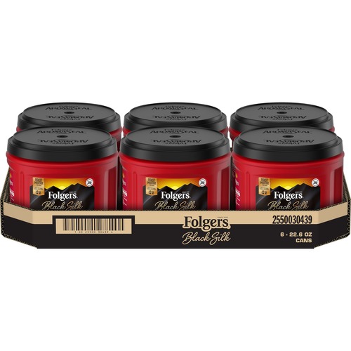 Folgers® Ground Black Silk Coffee - Regular - Dark - 24.2 oz Per Canister - Ground - 6 / Carton