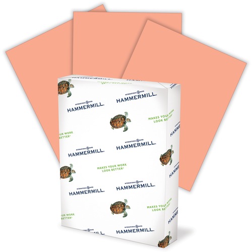 Hammermill Colors Recycled Copy Paper - Letter - 8 1/2" x 11" - 20 lb Basis Weight - Salmon - 5000 / Carton - FSC - Jam-free, Archival-safe, Acid-free