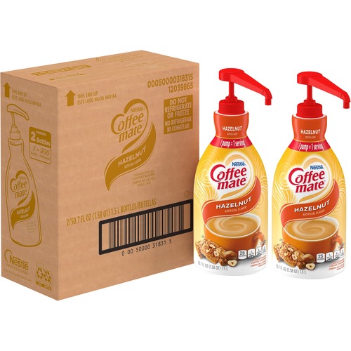 Coffee mate Hazelnut Liquid Creamer Pump Bottle - Gluten-Free - Hazelnut Flavor - 50.72 fl oz (1.50 L) - 2/Carton - 600 Serving