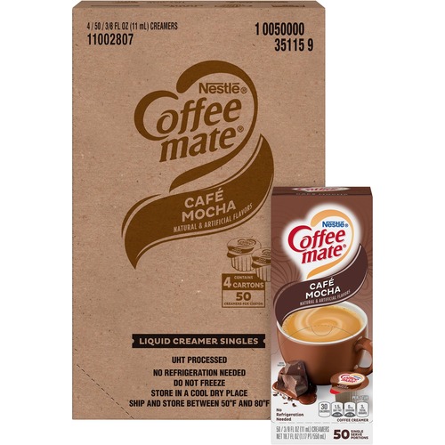 Coffee mate Café Mocha Flavor Liquid Creamer Singles - Cafe Mocha Flavor - 0.38 fl oz (11 mL) - 200/Carton - 200 Serving