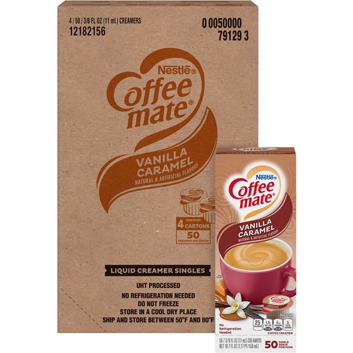Coffee mate Vanilla Caramel Flavor Liquid Creamer Singles - Vanilla Caramel Flavor - 0.38 fl oz (11 mL) - 200/Carton - 200 Serving