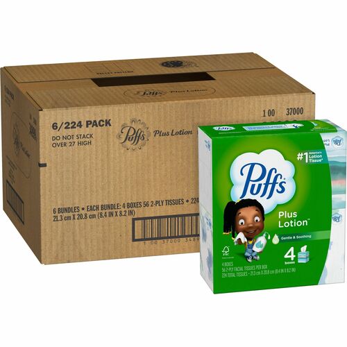 Puffs Plus Lotion Facial Tissues - 2 Ply - WhiteBox - 56 Box - 24 / Carton